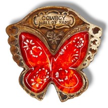 Vintage Treasure Craft Ashtray Lava Glaze Butterfly Cowboy Hall Of Fame  - £15.68 GBP