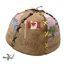 Vintage 60s Mental Health Industries Canada Scenes Souvenir Child Cap Beanie Hat - £22.38 GBP