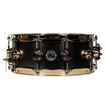 5.5X14 Satin Black Nickel Over Brass Snare Drum W/ Gold Hardware - £774.56 GBP