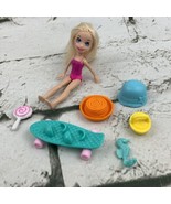 Polly Pocket Doll W Accessories Skateboard Hat Seahorse Brush - £7.73 GBP