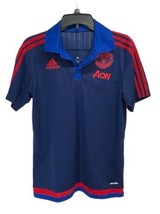 Adidas Men’s Climalite Manchester United Aon Polo Shirt Navy Blue Red Size Small - £25.08 GBP