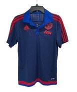 Adidas Men’s Climalite Manchester United Aon Polo Shirt Navy Blue Red Si... - £24.62 GBP