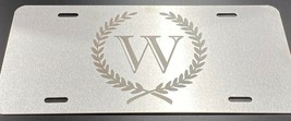 Monogram Crest Car Tag Engraved Etched on Gloss White Aluminum License P... - $22.99