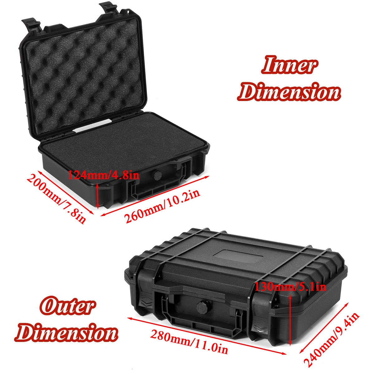 5 Sizes Waterproof Hard Carry Case Bag Tool Case Kits Box with Sponge Storage Or - £70.86 GBP