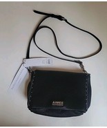 Aimee Kestenberg Wonder Double Zip Crossbody Bag Black Leather Silver St... - $137.03 CAD