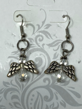 Fashion Earrings Angel Dangles with Clear Glass Stone NEW - £9.86 GBP