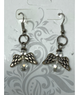 Fashion Earrings Angel Dangles with Clear Glass Stone NEW - £9.74 GBP