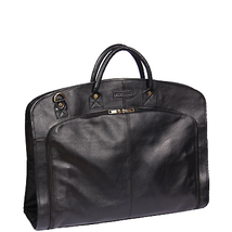 DR319 Genuine Soft Leather Suit Carrier Dress Garment Bag Black - £146.52 GBP