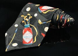 Tabasco BOTTLE OF GOLF CLUBS Black 59.5” Neck Tie made in USA - $8.96