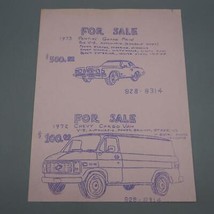 Vintage Fatto a Mano Pontiac Grand Prix Chevy Cargo Van For Sale Pubblicità - £24.51 GBP