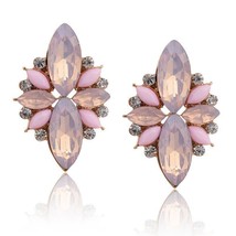 LUBOV 2021 Fashion Elegant Opal Stone Stud Earrings Crystal Earrings for Women C - £6.55 GBP