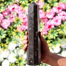 3.15L Natural Blk Coppernite Tower Obelisk Minerals Energy Stone Points 265X55mm - £154.97 GBP