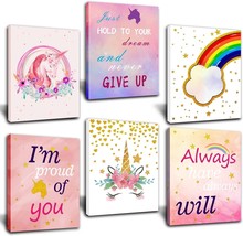 Set of 6 Unicorn Girls Room Decor Unicorn Wall Art, Unicorn Bedroom Decor for Gi - £11.80 GBP