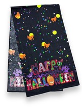 Vtg Wamsutta Happy Halloween Fabric Table Runner 16.5x48” Homemade Black Graphic - £17.78 GBP