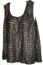 Sere Nade New York Top Woman Blouse XL Black Metallic Ruffles Sleeveless... - £10.24 GBP