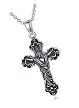 Crucifix Necklace 925 Sterling Silver Jesus Christ - $157.45