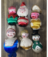 Handmade Christmas Holiday Satin Sheen Ornaments Angel Snowman Santa Nut... - $225.98 MXN