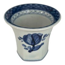Vintage Danish Blue &amp; White Hand-Painted Faience Mini Vase / Toothpick H... - $16.20