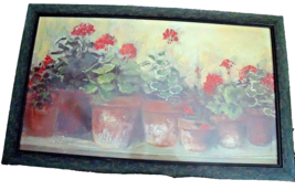 Pretty Framed Carol Rowan Red Geranium Pots Print 31&#39; X 19&quot; Green Art.Com - £59.70 GBP