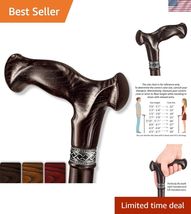 Artisan-Made Wooden Cane with Ergonomic Handle - 39 Inch Length for Wome... - $136.40