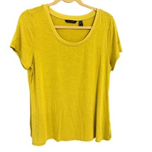 Yellow Short Sleeve Womens Top H By Halston Essentials Scoop Neck Size M - $14.40