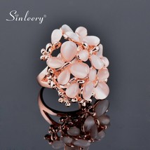 SINLEERY Luxurious Beige Opal Butterfly Big Rings Size 6 7 8 9 10 For Women Wedd - £7.71 GBP