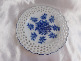 White and Blue Floral Plate # 23279 - £17.08 GBP