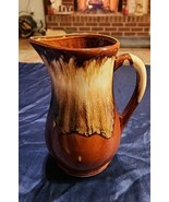ROSEVILLE VINTAGE RRP CO 7 1/2&quot; Tall Pottery Pitcher Brown Drip Glaze USA - $149.78 MXN