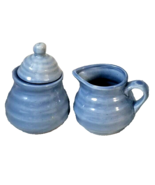Vintage Set 2 Nantucket Pottery Blue Swirl Creamer and Sugar Dish Ceramic - £17.88 GBP