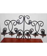 Iron Candle Scroll Holder 6 Tapered Candles Leaves Black 21 inches long - £15.37 GBP