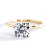 2CT Real Moissanite 4-Prong Solitaire Twist Engagement Ring 14K Yellow Gold Over - £103.41 GBP
