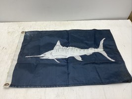 Marlin Flag Blue on White 15 X 23 Inches Brass Grommets Fish Boat - $14.99