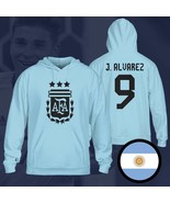 Argentina Alvarez Champions 3 Stars FIFA World Cup 2022 Light Blue Hoodie - $68.37 CAD+