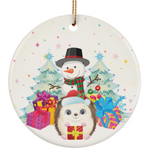 Cute Hedgehog And Snowman Winter Ornament Christmas Gift Decor For Animal Lover - £11.88 GBP