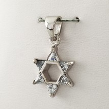 Argent Sterling Étoile de David Pendentif W/Cristal Accents - $66.64