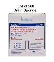 200 Ct, Drain Sponge I.V / Drain Split Dressing Sterile 4 x 4&quot; 6-Ply DuSoft - £30.37 GBP