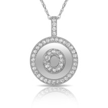 14K Solid White Gold Round Circle Initial &quot;O&quot; Letter Charm Pendant &amp; Necklace - £29.26 GBP+