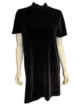 Madewell Women&#39;s Mock Neck Short Sleeve Velveteen Dress Black L - $18.99