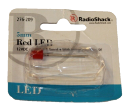 RadioShack 5mm Red LED 12vdc 20ma 1.5mcd with integrated Resistor 276-209 - $3.60