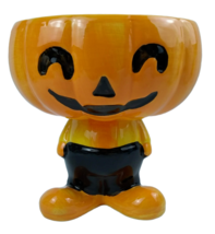 PUMPKIN Halloween Ceramic Candy Dish Bowl Decor Decoration jack-o&#39;-lantern Treat - £22.49 GBP