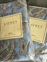 Ralph Lauren Studio Paisley European Pillow Shams Oceanside Blue New Vin... - $108.90