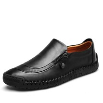 Classic Men&#39;s Casual Shoes Leather Breathable Men Flats Moccasins Loafers Zipper - £37.90 GBP