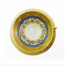 Atomic Gold Blue Tea Cup &amp; Saucer Set Winterling Bavaria Vintage 1950s Hand Pain - £45.69 GBP