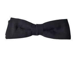 Vintage Ormond Straight End Black  4 3/4” Clip On Bow Tie Double Tie Rayon - $12.00