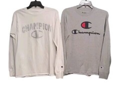 Champion Shirt Womens Small Lot Of 2 Long Sleeve Tees  Grey White Crew Neck - £10.35 GBP