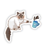 Cat Knocking Over Coffee Vinyl Sticker - $72.64 MXN