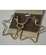 Vtg new old stock 70&#39;s gold tone plain hoop post star shape earrings 1.7... - £7.86 GBP