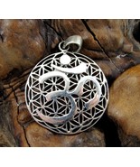 Handcrafted Solid 925 Sterling Silver OM/OHM/ Flower of Life Meditation Pendant - £25.65 GBP