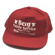 Vintage Berg Guide Service Moose Snapback Trucker Cap Hat Red Hunting  - £15.73 GBP