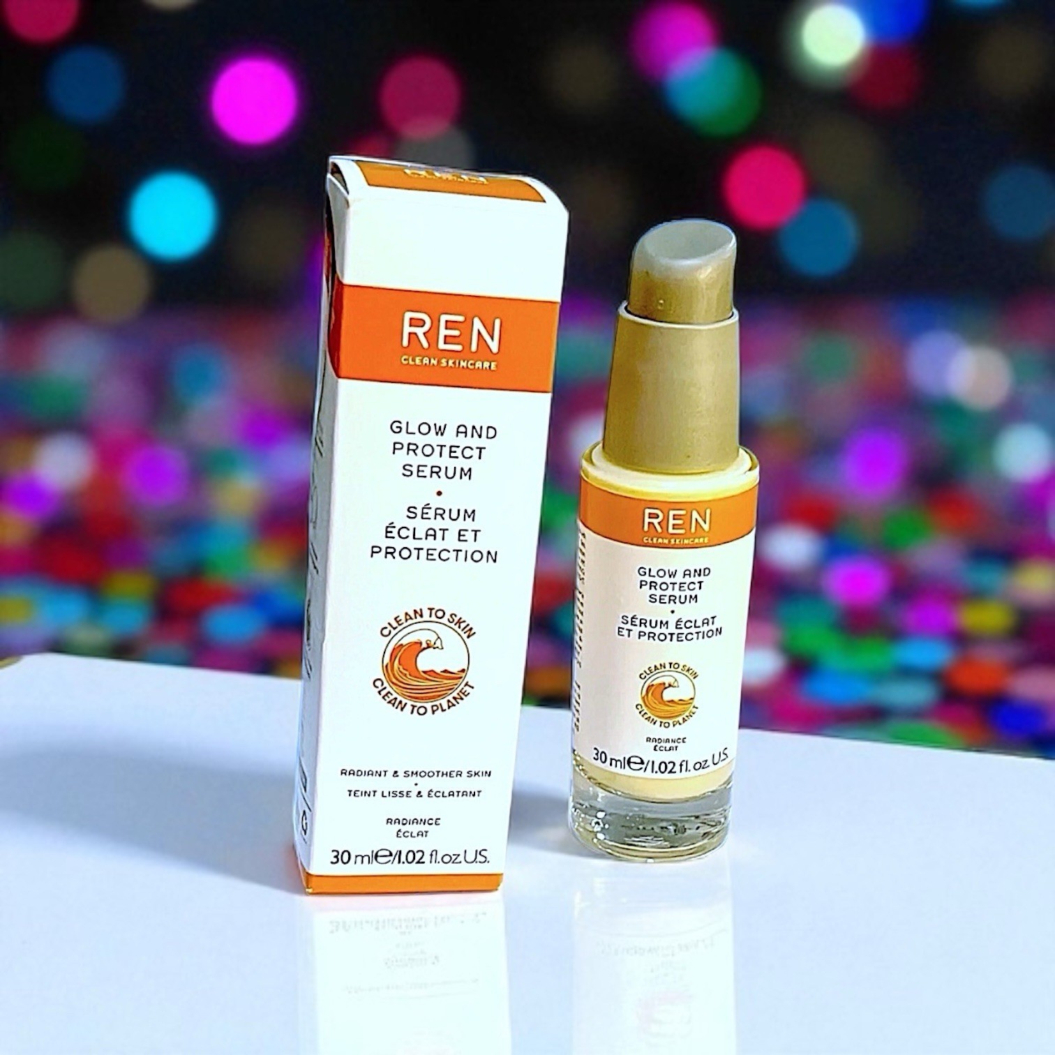 REN CLEAN SKINCARE Glow and Protect Serum 1.02 fl oz Brand New In Box - $34.64